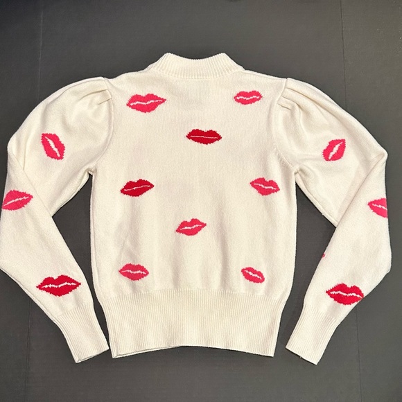 Kate Spade Lips Kisses Sweater Pink and Red Size Small - Picture 7 of 13